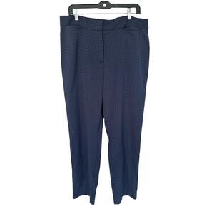 Talbots Pants Heritage Size 16 Navy Blue Black Polka Dot Straight High Rise